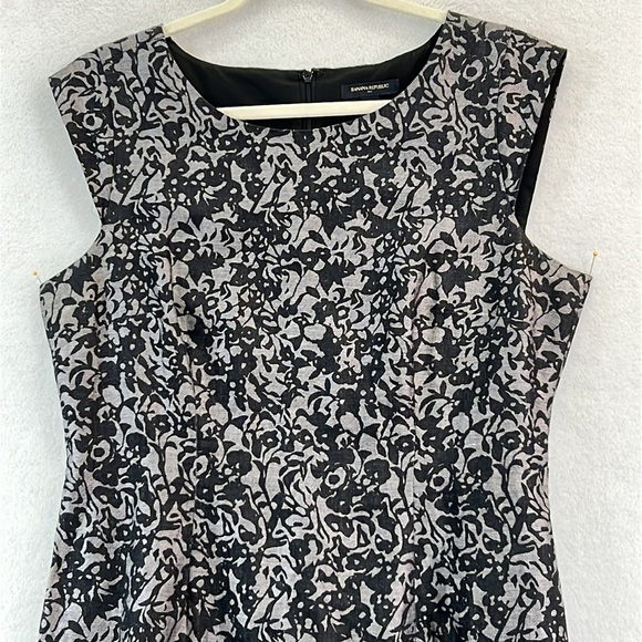 J. Crew Sheath Dress Size 12 Black/Gray Linen Blend Cap Sleeves Lined EUC - Picture 3 of 12